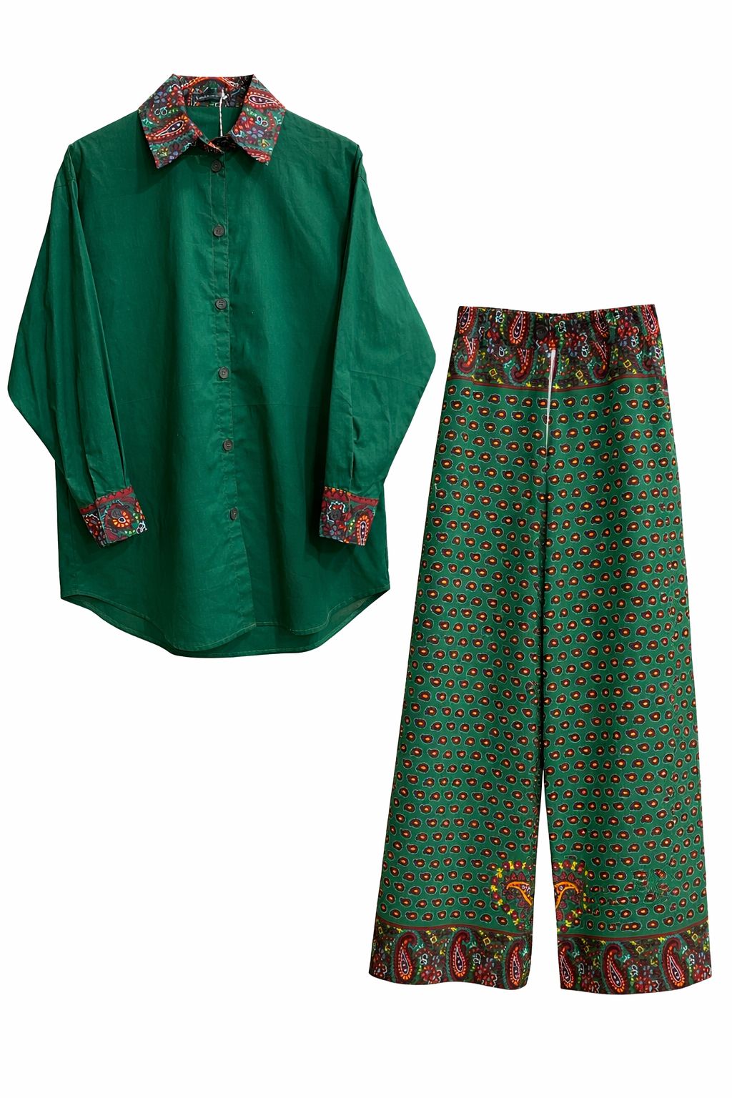 Ankara Trim Ladies Long Sleeve Shirt